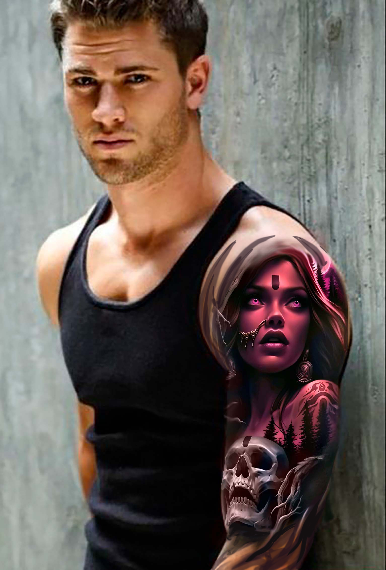 neyro tattoo devuchka na pleche